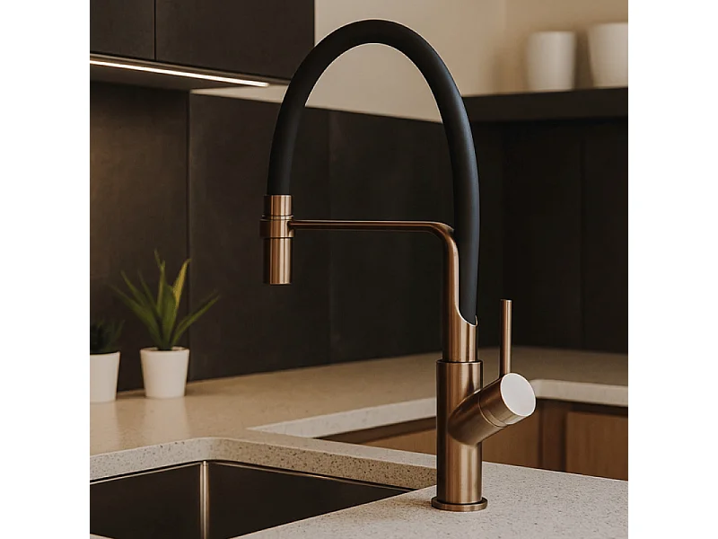 Robinet de cuisine avec douchette PAINI Ortence bronze cuivre
