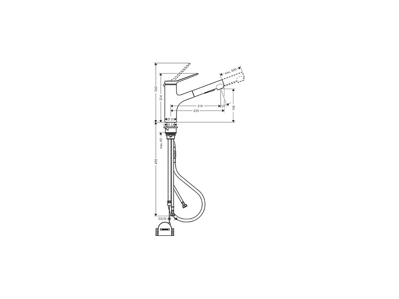 Robinet de cuisine avec douchette HANSGROHE Zesis M33 150 sBox 2 jets chromé