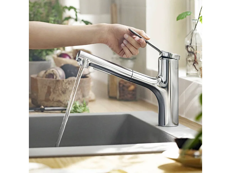 Robinet de cuisine avec douchette HANSGROHE Zesis M33 150 sBox 2 jets chromé