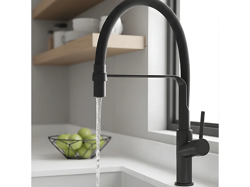 Robinet de cuisine avec douchette PAINI Ortence noir mat
