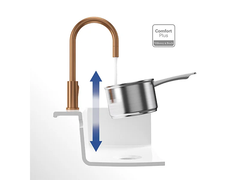 Robinet cuisine VILLEROY ET BOCH Umbrella flex + Distributeur de savon Bronze