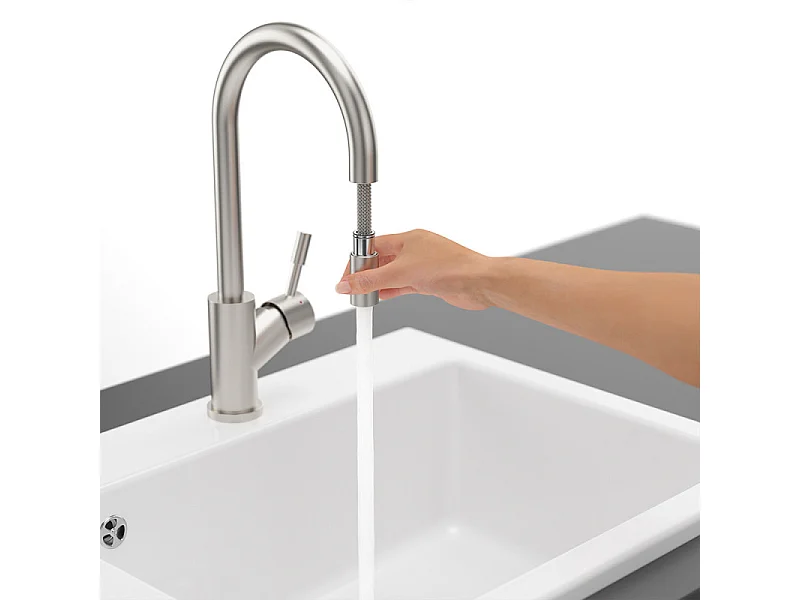 Robinet cuisine VILLEROY ET BOCH Umbrella flex + Distributeur de savon Acier massif