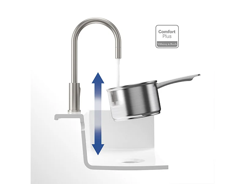 Robinet cuisine VILLEROY ET BOCH Umbrella flex + Distributeur de savon Acier massif