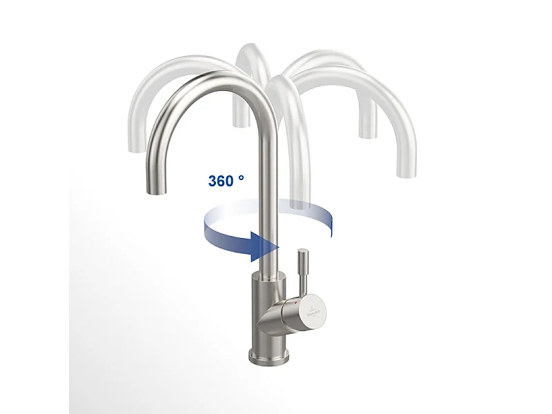 Robinet cuisine VILLEROY ET BOCH Umbrella flex + Distributeur de savon Acier massif