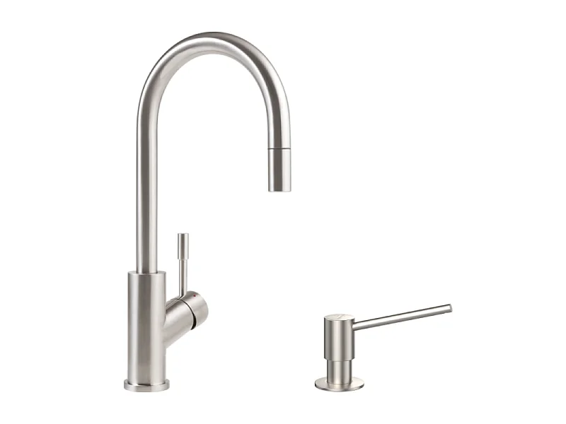 Robinet cuisine VILLEROY ET BOCH Umbrella flex + Distributeur de savon Acier massif