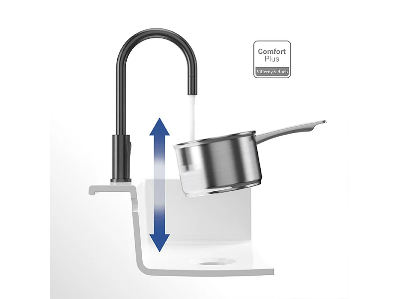 Robinet cuisine VILLEROY ET BOCH Umbrella flex + Distributeur de savon Anthracite