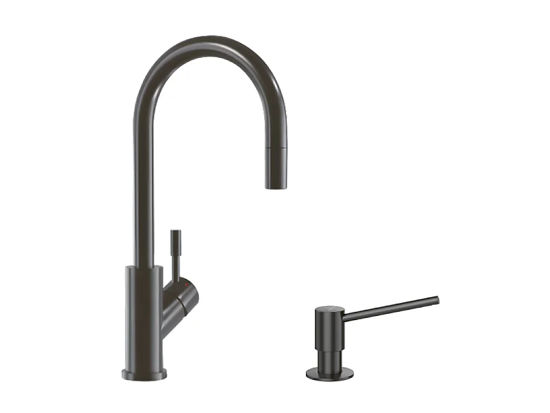 Robinet cuisine VILLEROY ET BOCH Umbrella flex + Distributeur de savon Anthracite