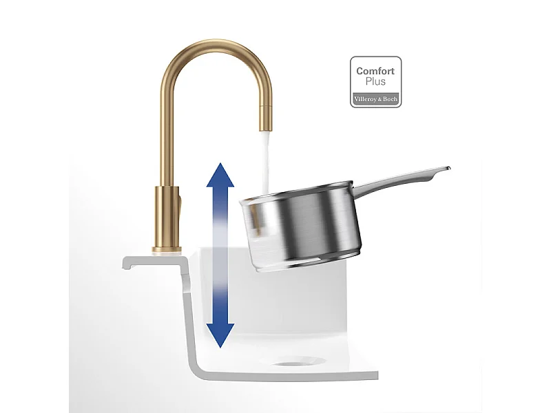 Robinet cuisine VILLEROY ET BOCH Umbrella flex + Distributeur de savon Or mat