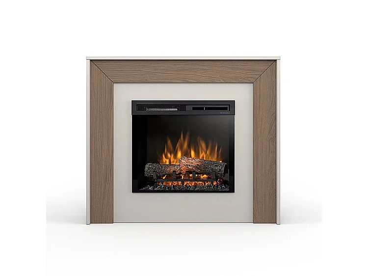 ZUNI - Camino Elettrico Riscaldante Da Pavimento Autoportante a LED - 23" - 108,2 x 93,5 x 27,5  - Cashmere - Rovere
