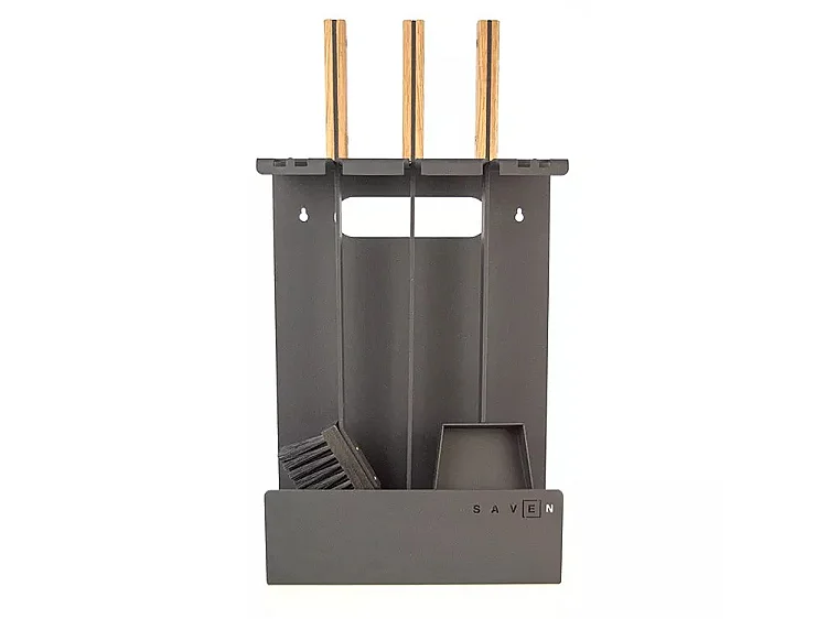 Ensemble d'ustensiles de cheminée 3 pièces en acier et bois - Set 3 L
