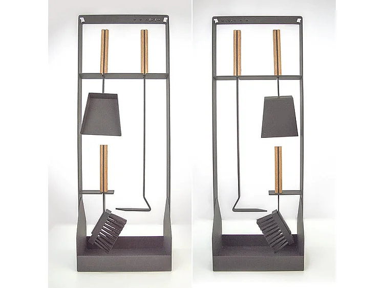 Ensemble d'ustensiles de cheminée 3 pièces en acier et bois - Set 5 SL