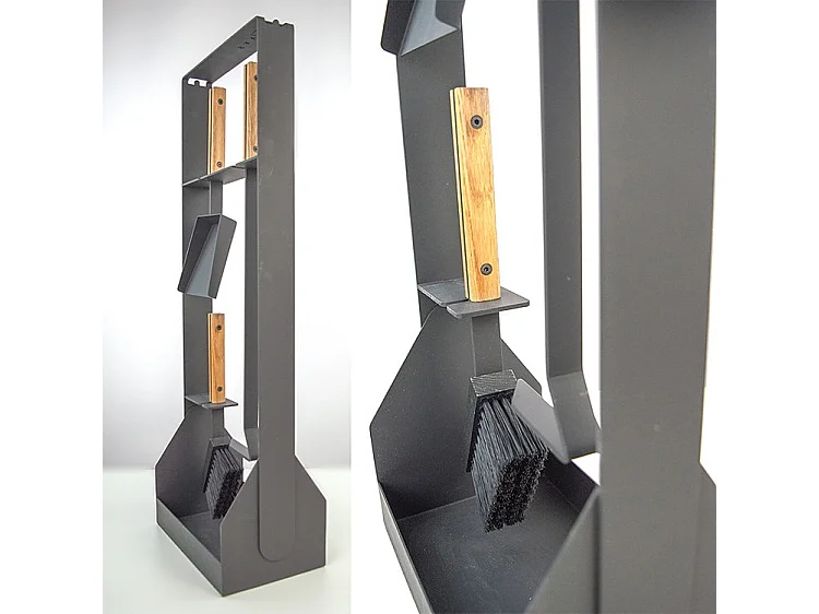 Ensemble d'ustensiles de cheminée 3 pièces en acier et bois - Set 5 SL