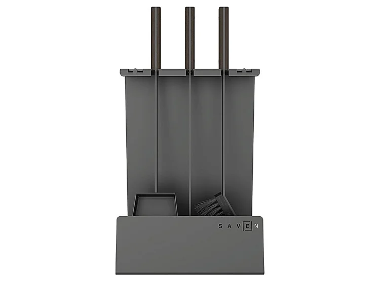 Ensemble d'ustensiles de cheminée 3 pièces en acier et bois Noir - Set 4 L