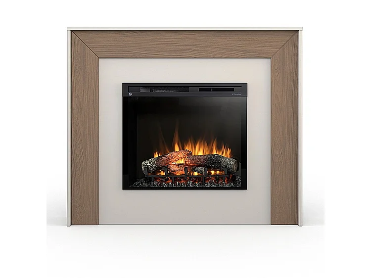 ZUNI - Vrijstaande LED elektrische vloerverwarming met open haard - 28" - 130,2 x 110 x 27,5 cm - Cashmere - Eikenhout