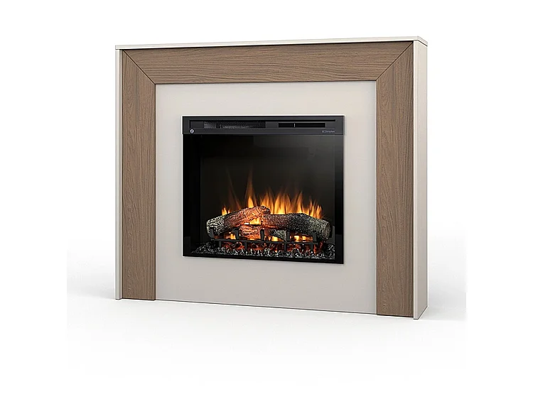 ZUNI - Vrijstaande LED elektrische vloerverwarming met open haard - 28" - 130,2 x 110 x 27,5 cm - Cashmere - Eikenhout