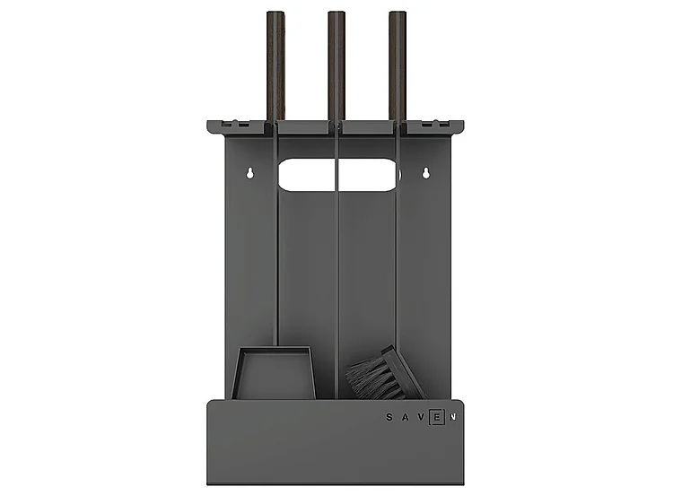 Ensemble d'ustensiles de cheminée 3 pièces en acier et bois Noir - Set 3 L