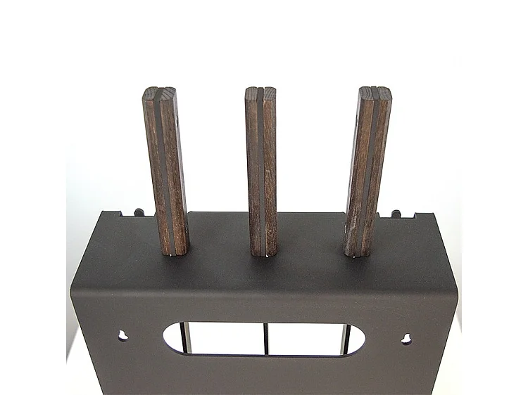 Ensemble d'ustensiles de cheminée 3 pièces en acier et bois Noir - Set 3 L