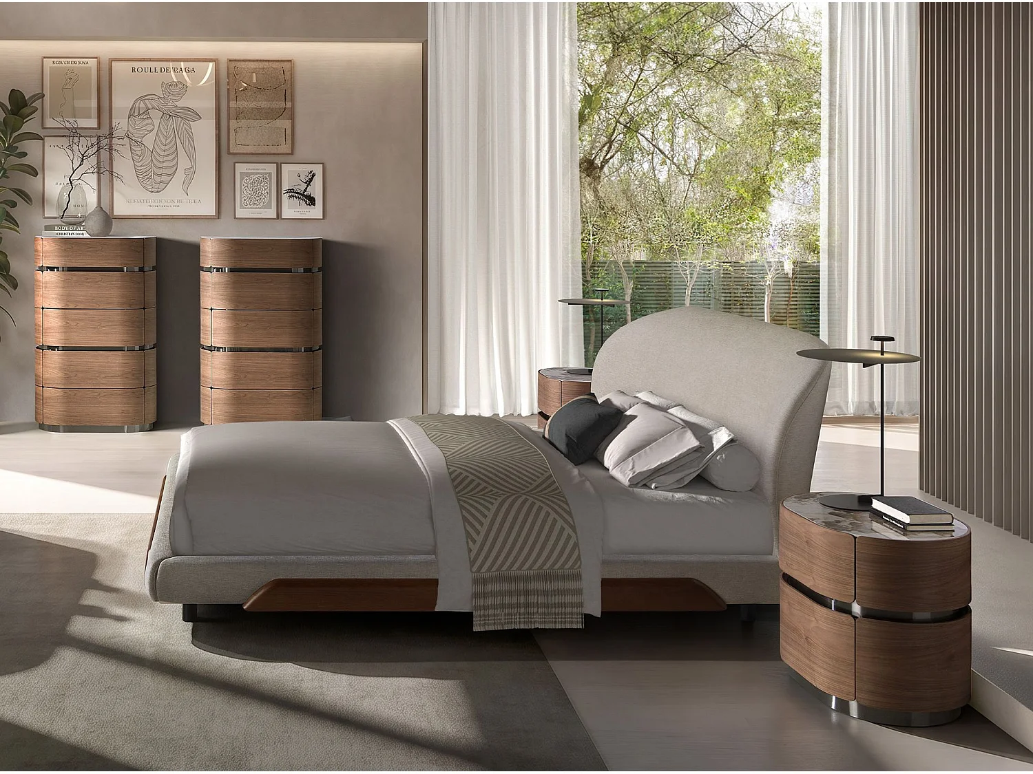 Light grey fabric bed 7222 ANGEL CERDA