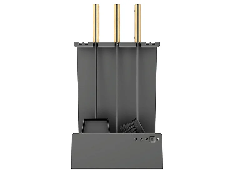 Ensemble d'ustensiles de cheminée 3 pièces en acier et bois - Set 4 L