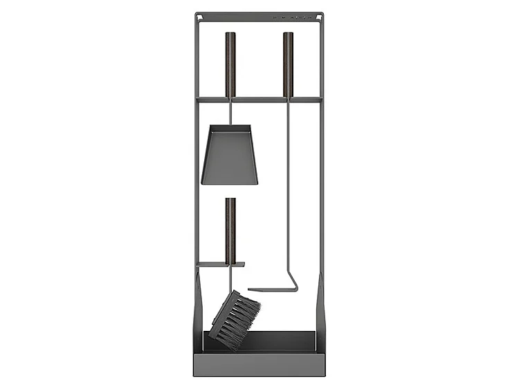 Ensemble d'ustensiles de cheminée 3 pièces en acier et bois Noir - Set 5 SL