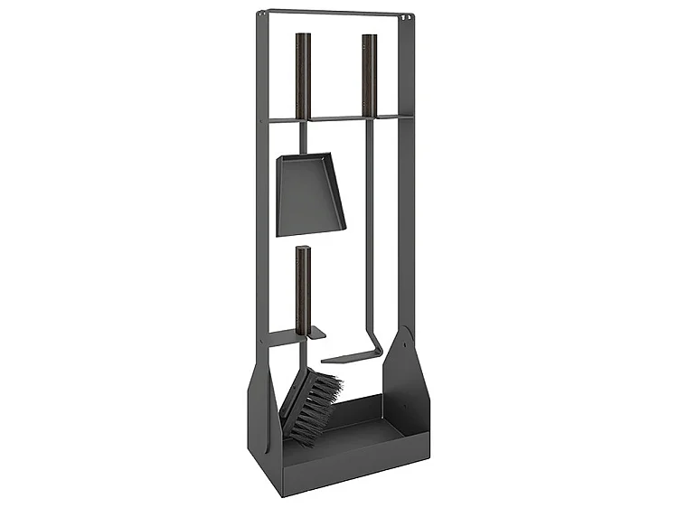Ensemble d'ustensiles de cheminée 3 pièces en acier et bois Noir - Set 5 SL