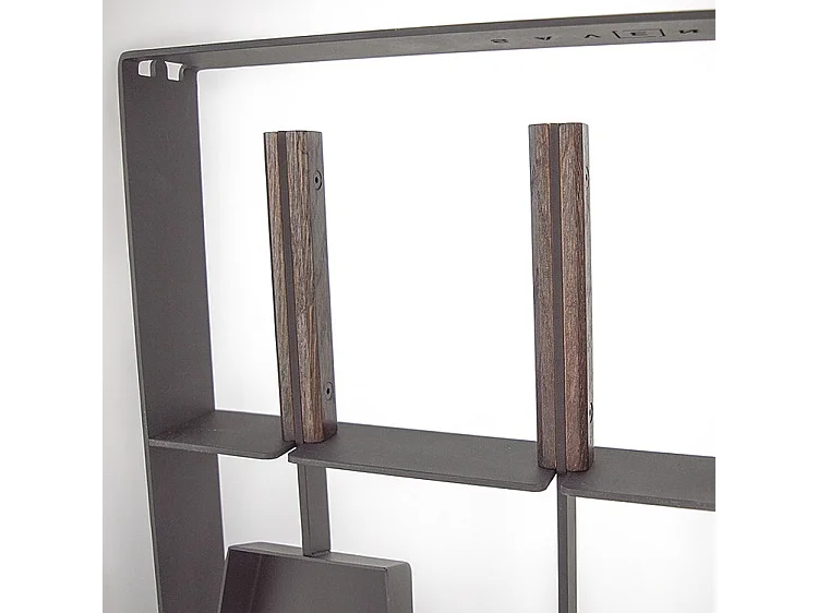 Ensemble d'ustensiles de cheminée 3 pièces en acier et bois Noir - Set 5 SL