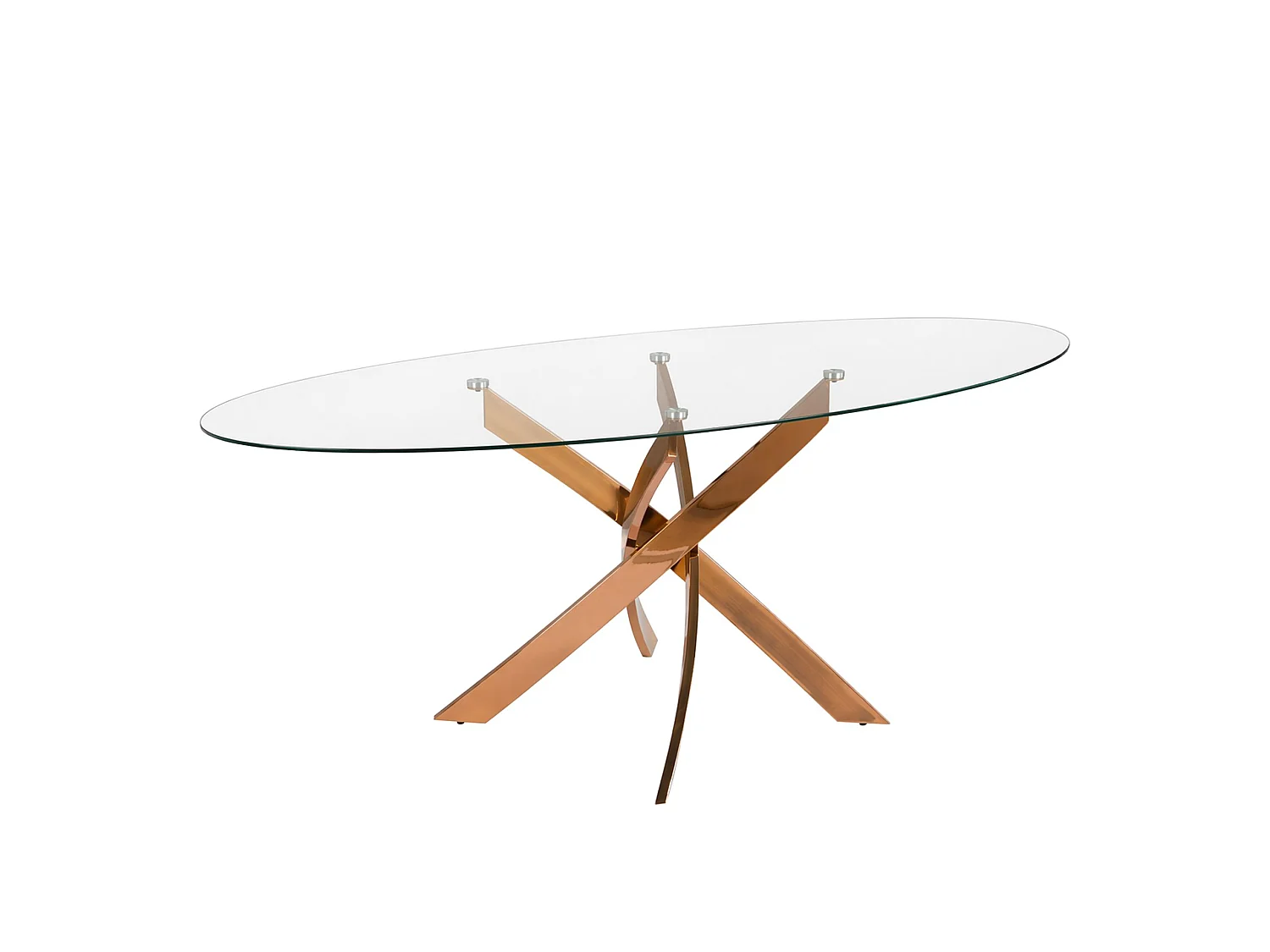 Table à manger ovale en verre trempé et acier rose 1169-OvElip-Ø200x95 ANGEL CERDA