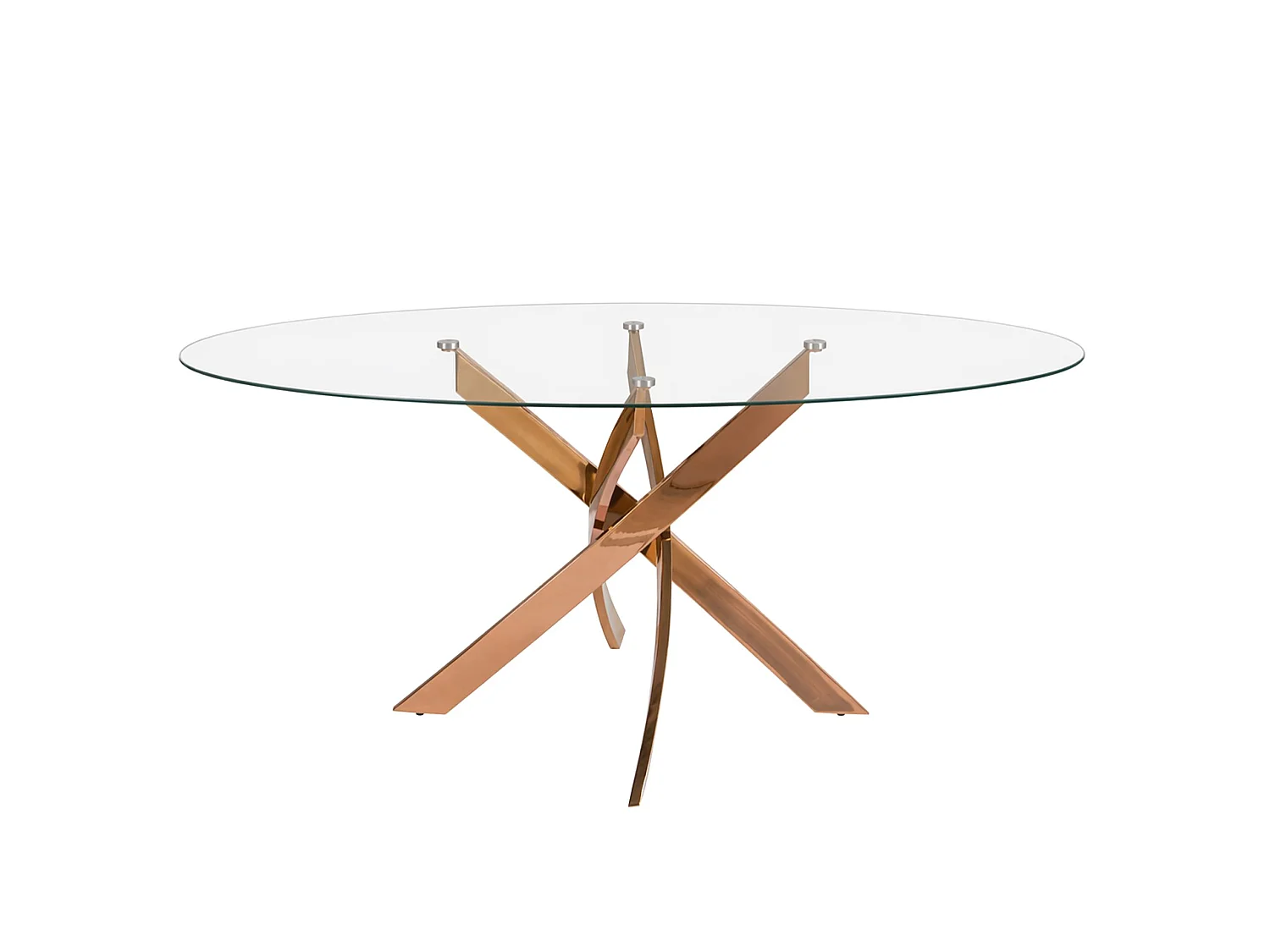 Table à manger ovale en verre trempé et acier rose 1169-OvElip-Ø200x95 ANGEL CERDA