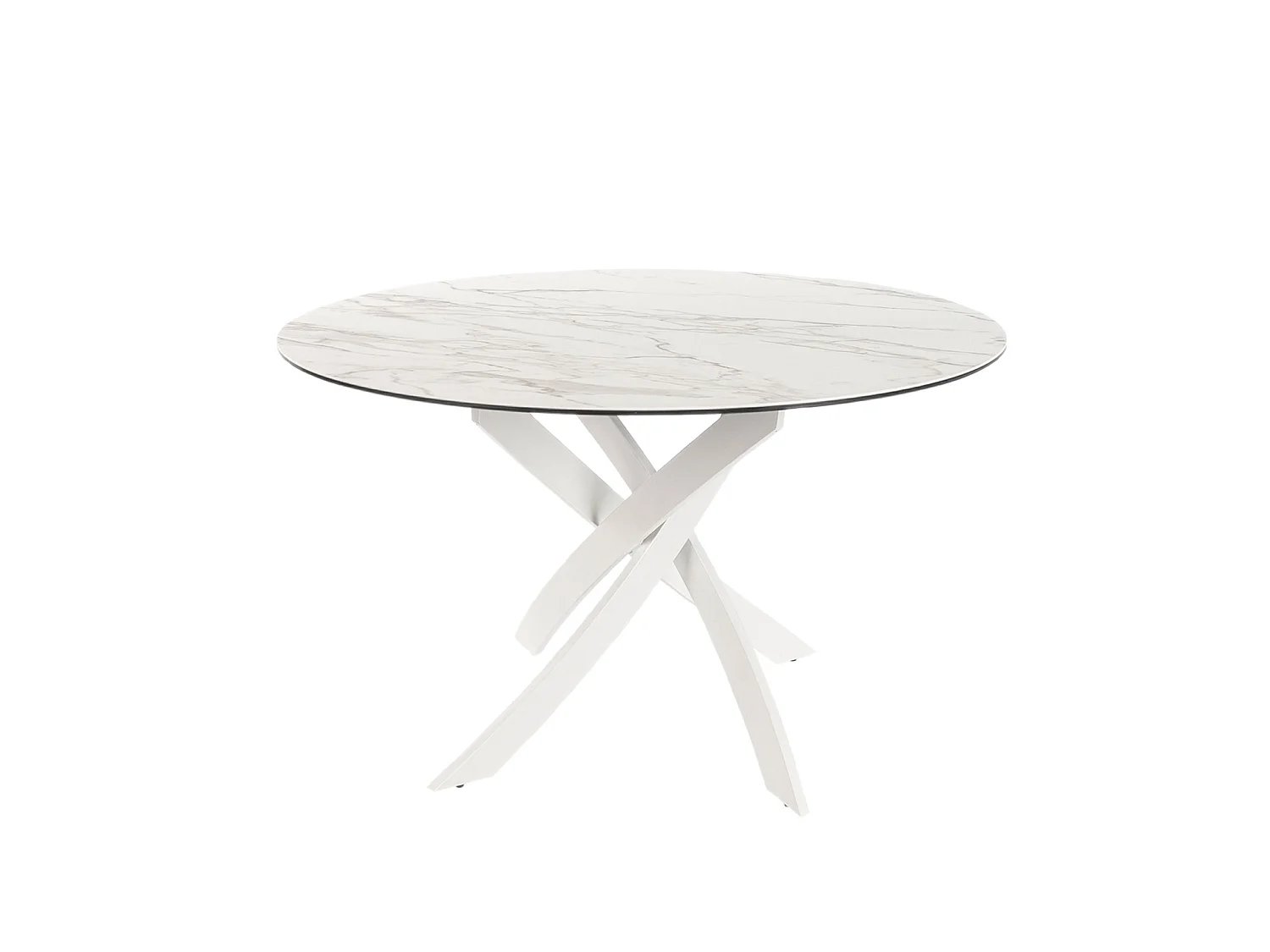 Table à manger ronde en marbre céramique et acier blanc 1138-MarmCalacatta-Silk-Ø120 ANGEL CERDA