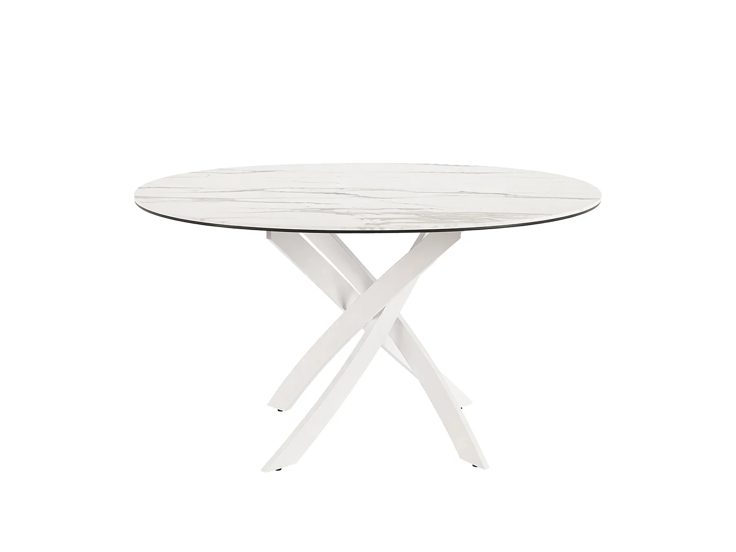 Table à manger ronde en marbre céramique et acier blanc 1138-MarmCalacatta-Silk-Ø120 ANGEL CERDA