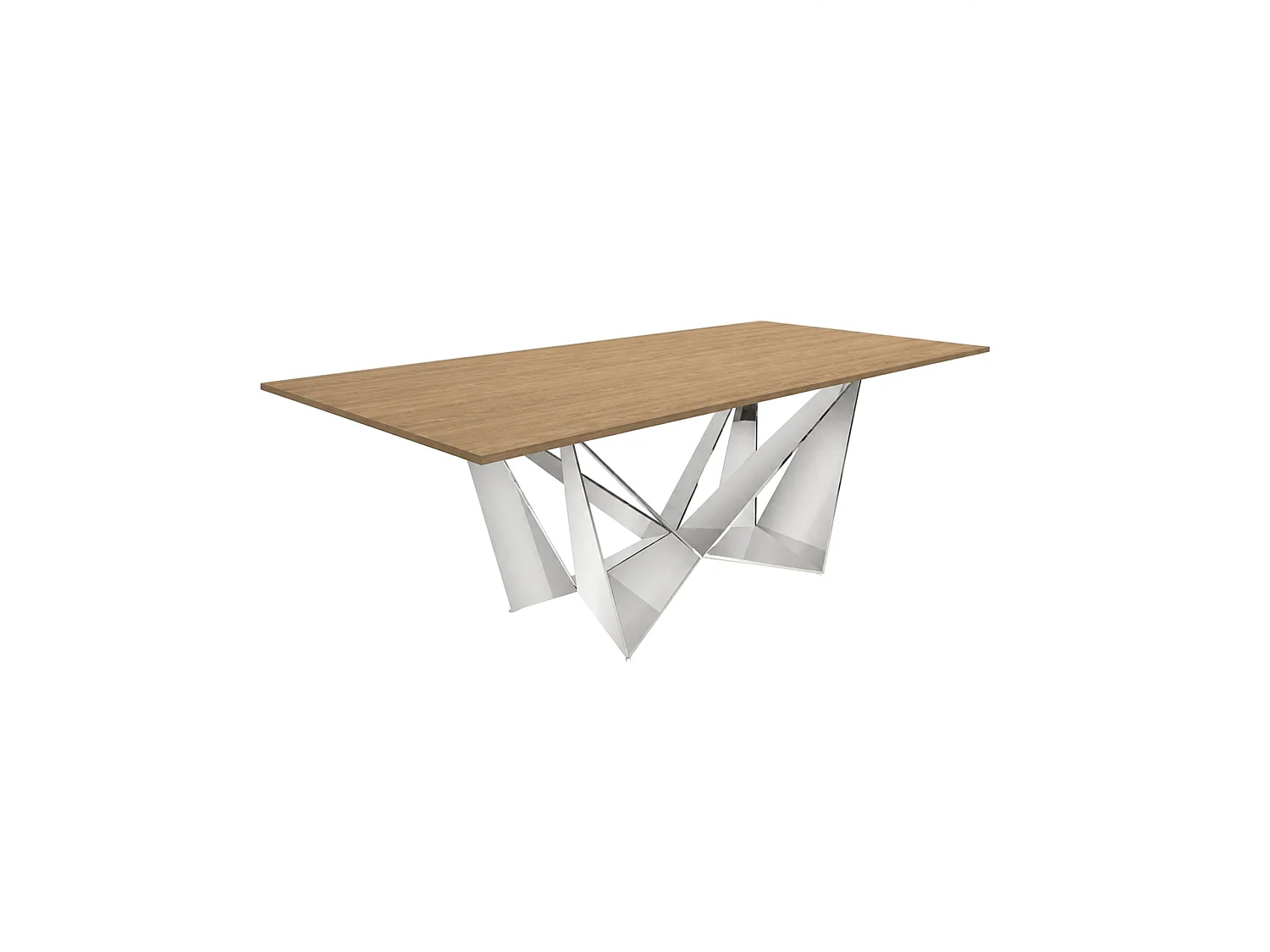 Table à manger rectangulaire en chêne et acier chromé 1053-RECT-ROBLE-200x95-AcCr ANGEL CERDA