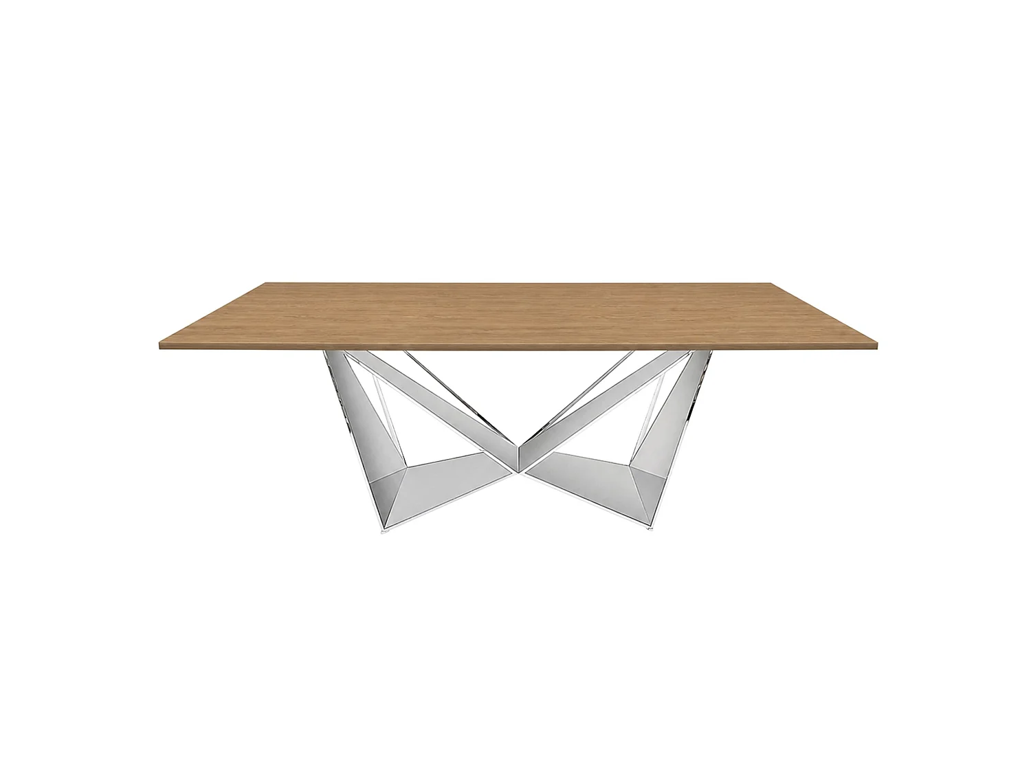 Table à manger rectangulaire en chêne et acier chromé 1053-RECT-ROBLE-200x95-AcCr ANGEL CERDA