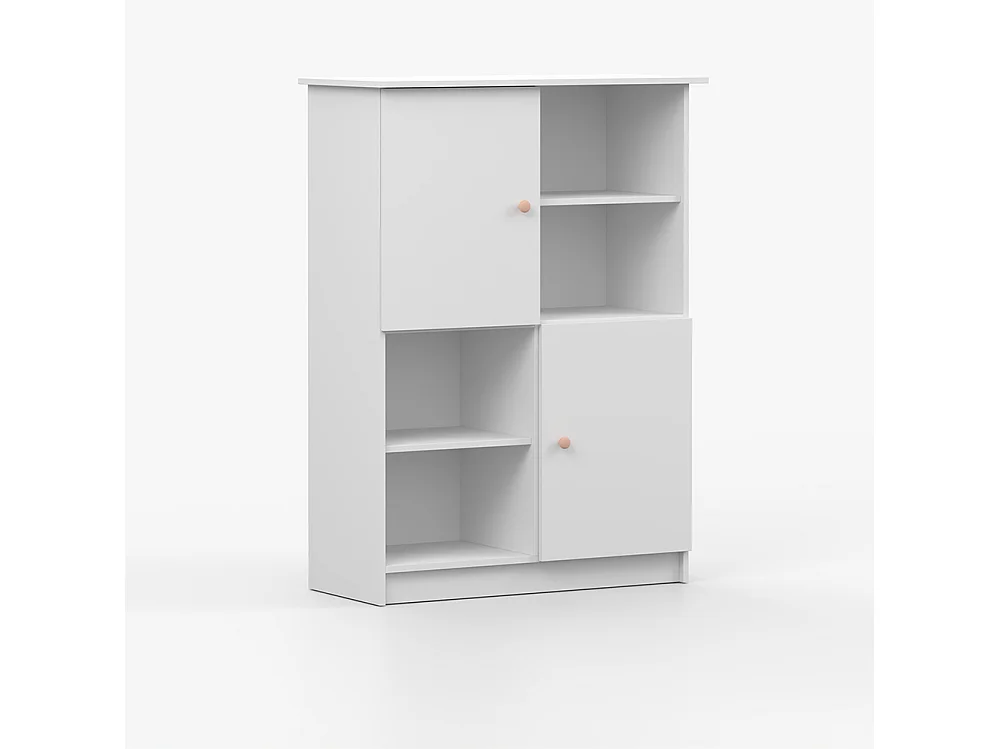 Regal OLAF I 95 cm, Weiß, rosa Griff