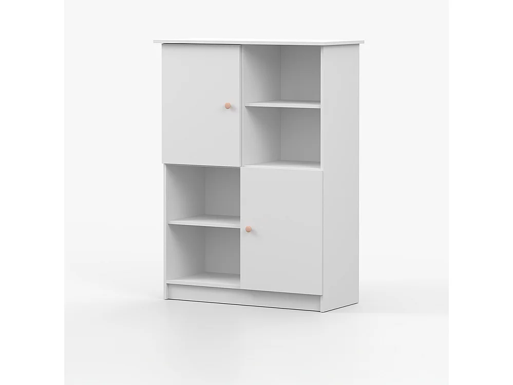 Regal OLAF I 95 cm, Weiß, rosa Griff