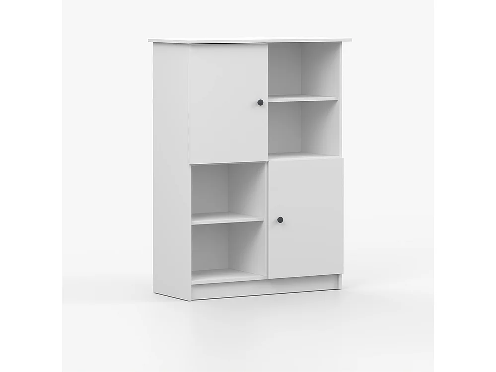 Regal OLAF I 95 cm, Weiß, anthrazitfarbener Griff