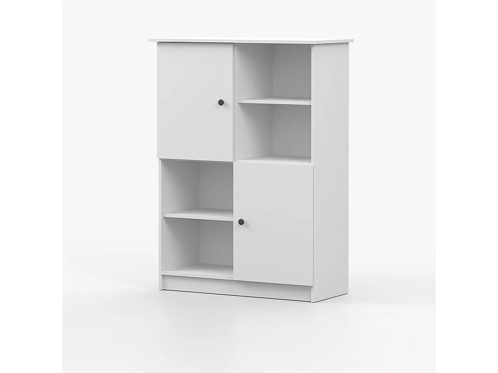 Regal OLAF I 95 cm, Weiß, anthrazitfarbener Griff
