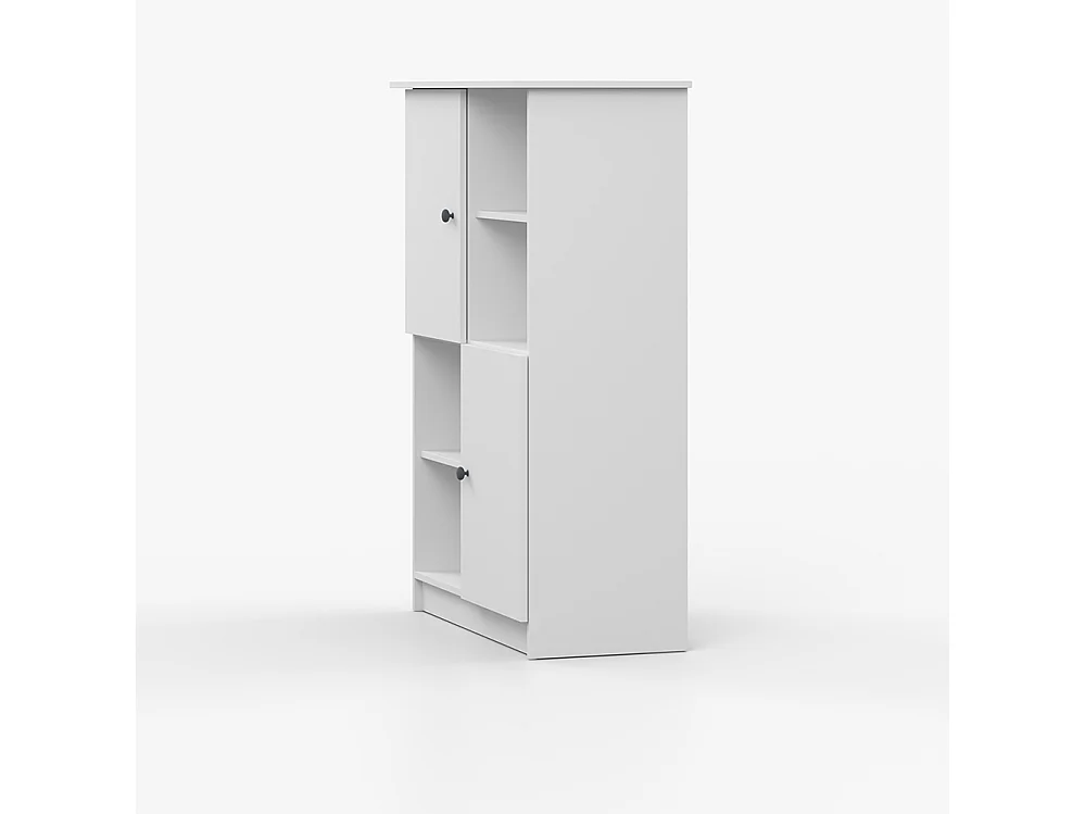 Regal OLAF I 95 cm, Weiß, anthrazitfarbener Griff