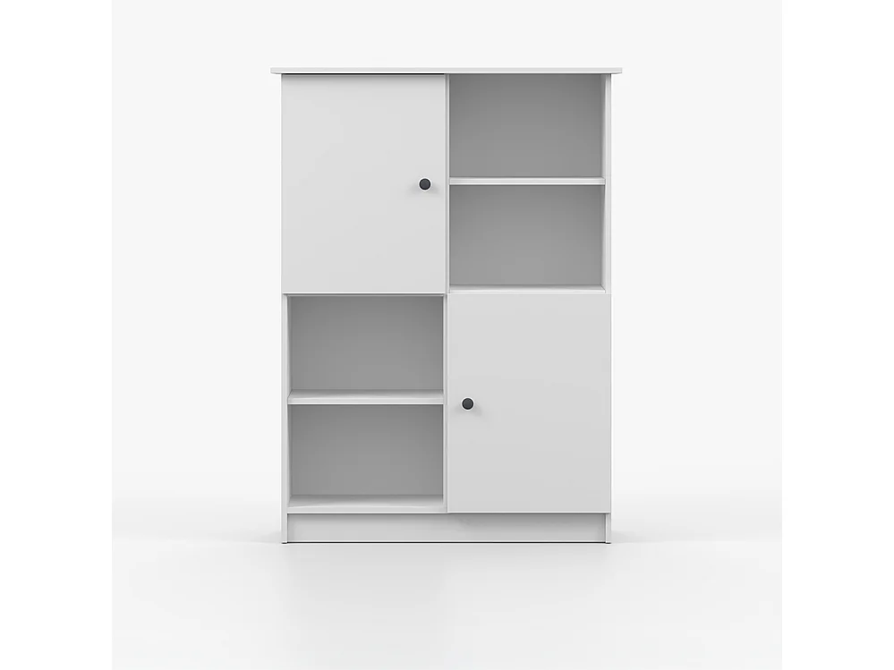 Regal OLAF I 95 cm, Weiß, anthrazitfarbener Griff