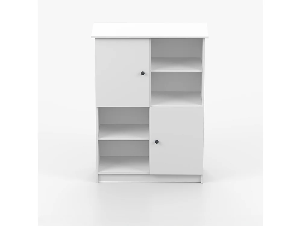 Regal OLAF I 95 cm, Weiß, anthrazitfarbener Griff