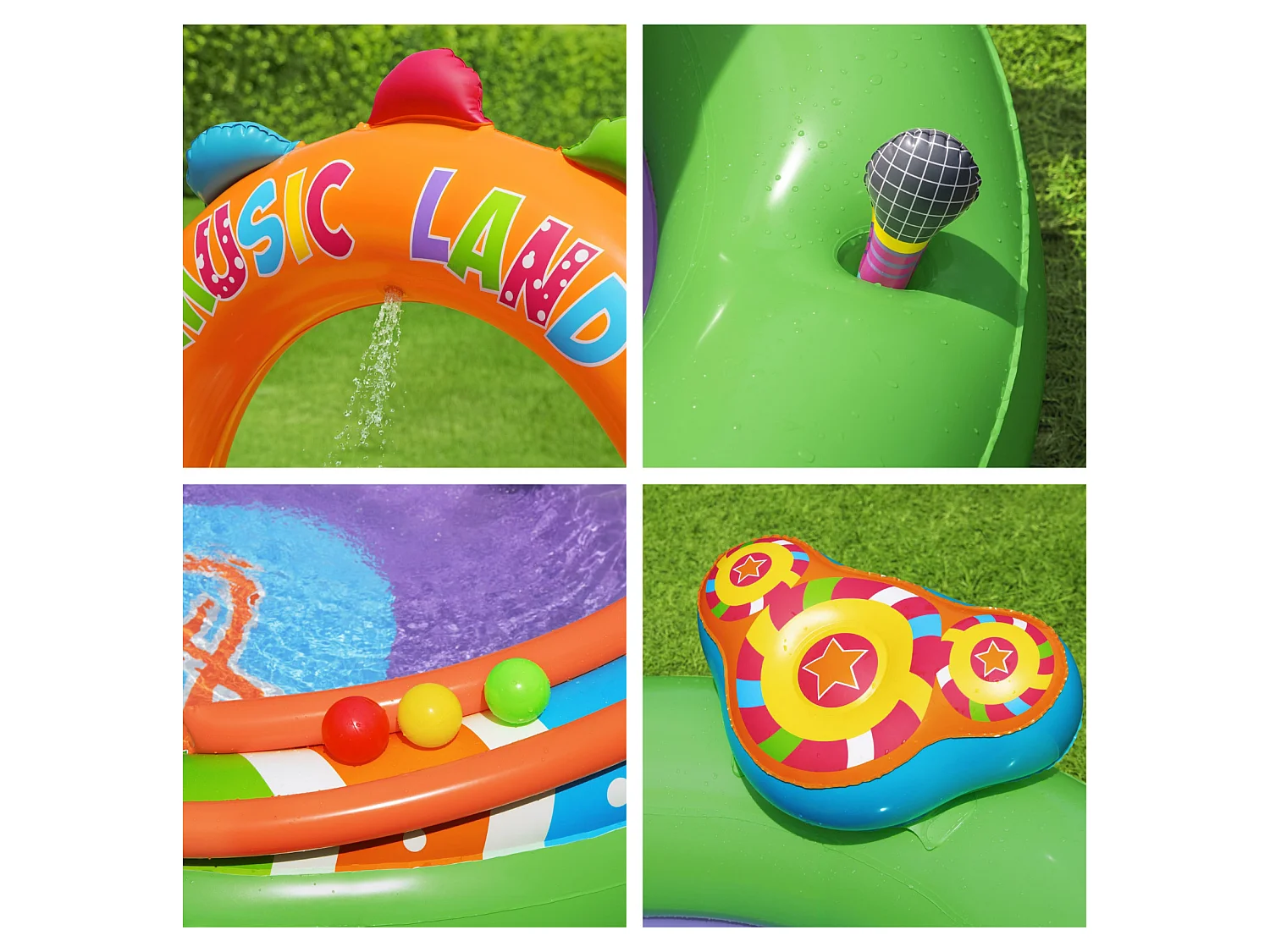 Piscine Gonflable Centre de Jeux Bestway Sing & Splash Little Astronaut 295x190x137 cm pour Enfants +2 Ans avec Toboggan, 6 Balles, 2 Cerceaux et 2 Instruments