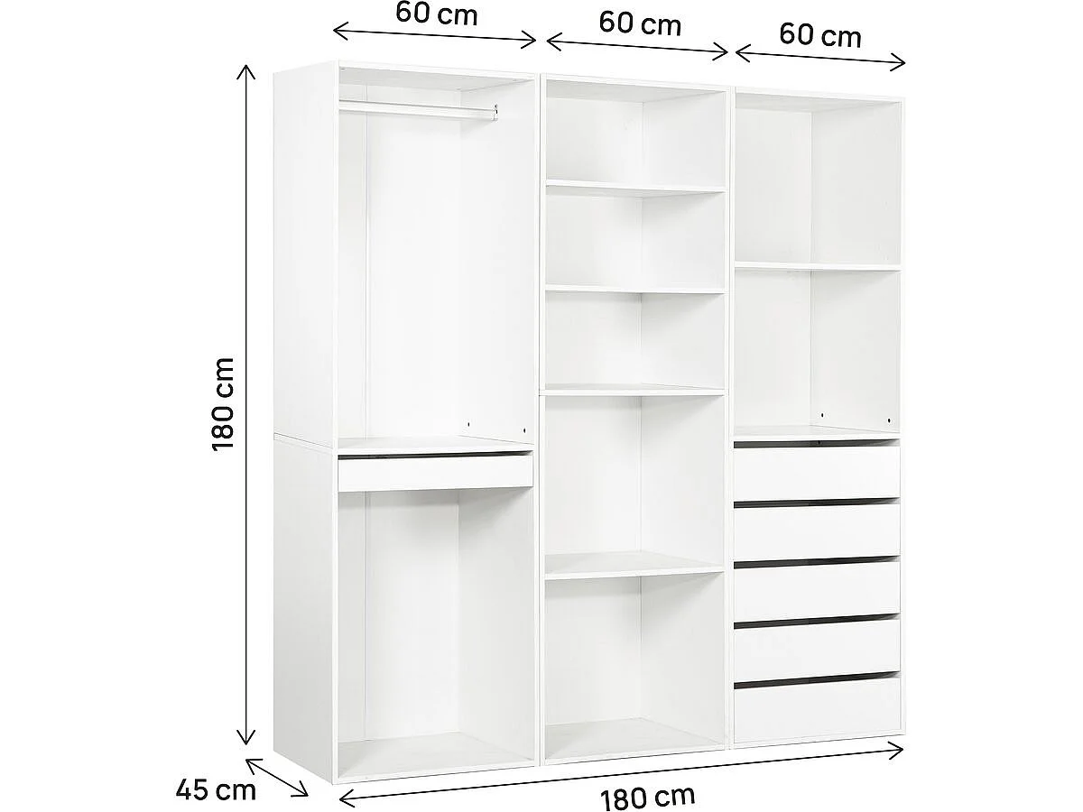 Modulärt "Opera" Dressing Kit - 3 Element - Vit