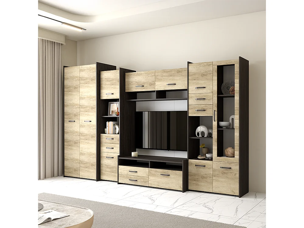 Wohnwand MOKKA S 310 cm, Canterbury Eiche