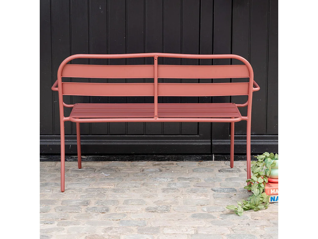 Banc de jardin en aluminium 2 places framboise SOHA