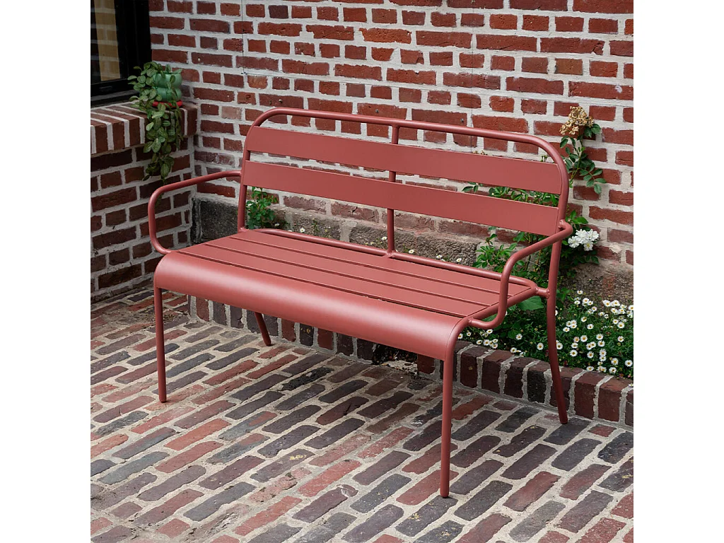 Banc de jardin en aluminium 2 places framboise SOHA