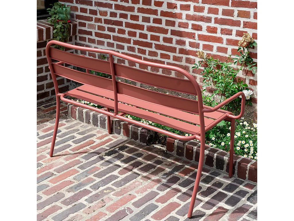 Banc de jardin en aluminium 2 places framboise SOHA