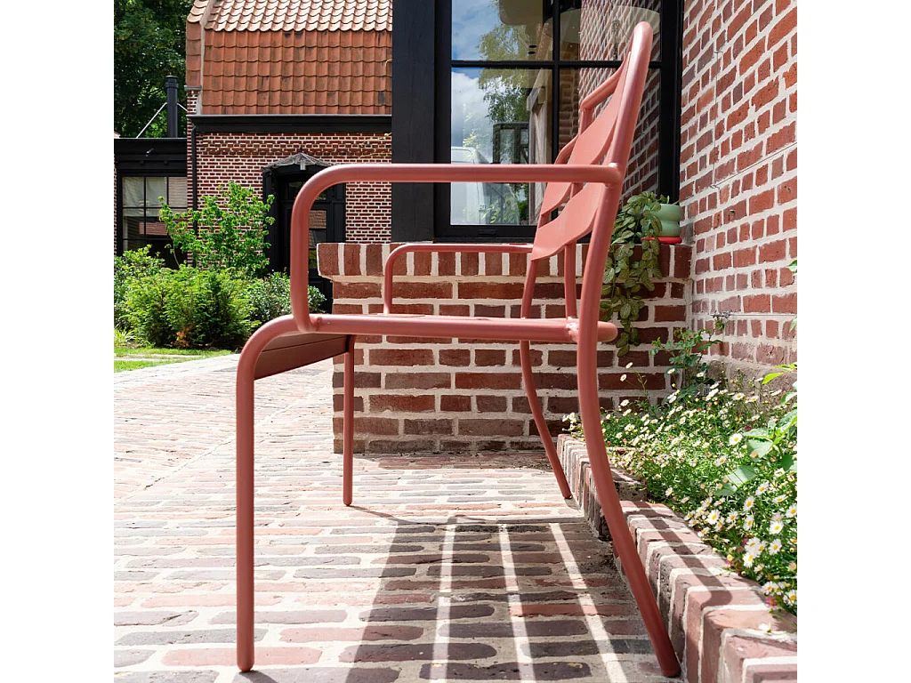 Banc de jardin en aluminium 2 places framboise SOHA