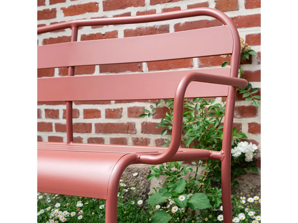 Banc de jardin en aluminium 2 places framboise SOHA