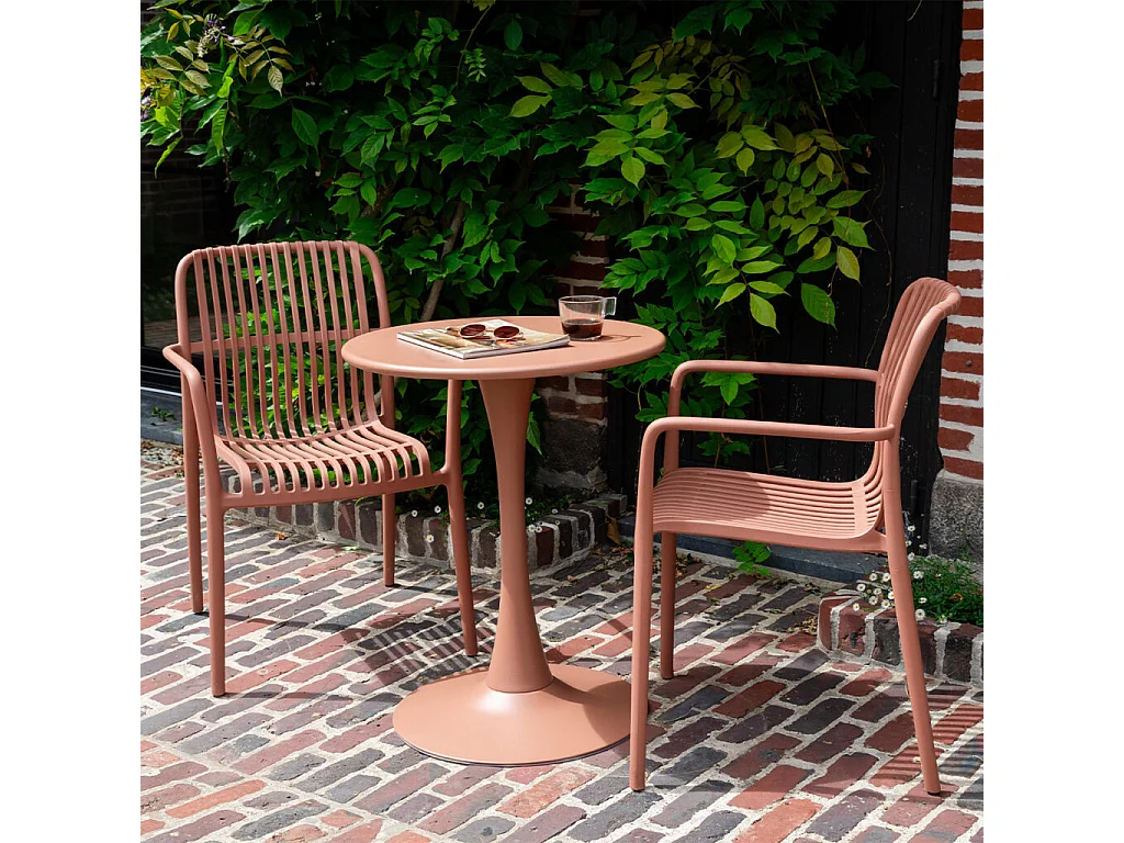 Table ronde de jardin en acier Terracotta PALOMA