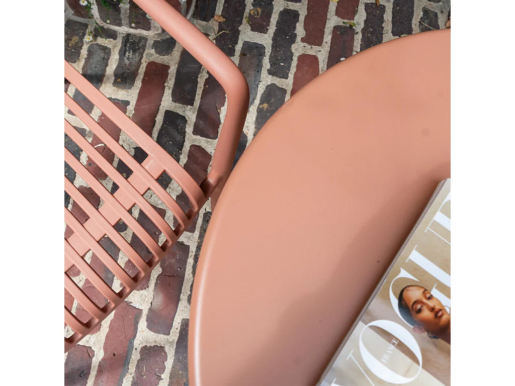 Table ronde de jardin en acier Terracotta PALOMA