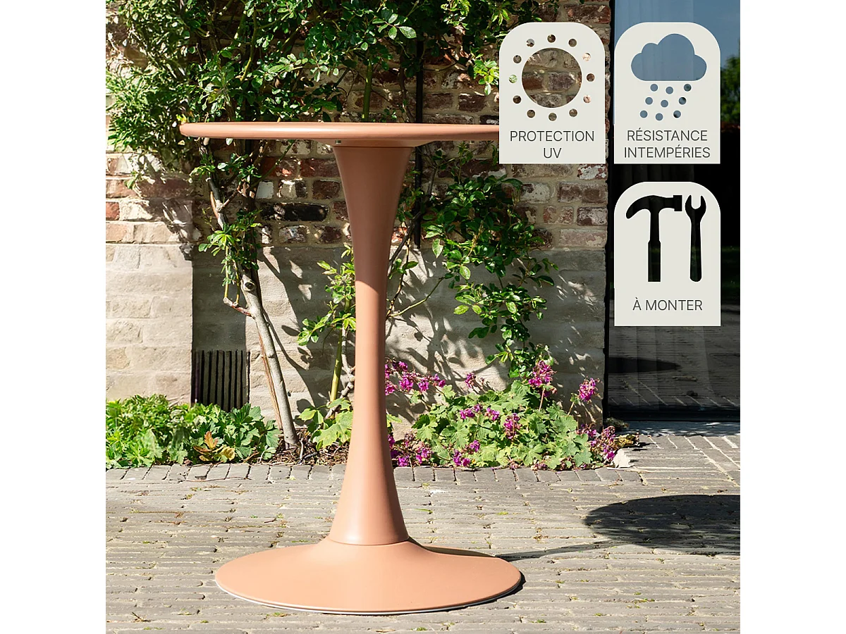 Table ronde de jardin en acier Terracotta PALOMA